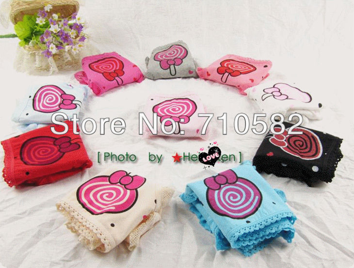 Free shipping 20pcs/lot  ladies' lollipop lacy underwear Lovely cotton panties Women shorts