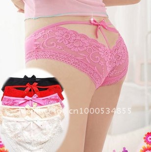 Free shipping 20pcs/lot Ladies sexy underwear Princess lace diamond bow Women's Sexy underwear underwear exposed thigh V briefs