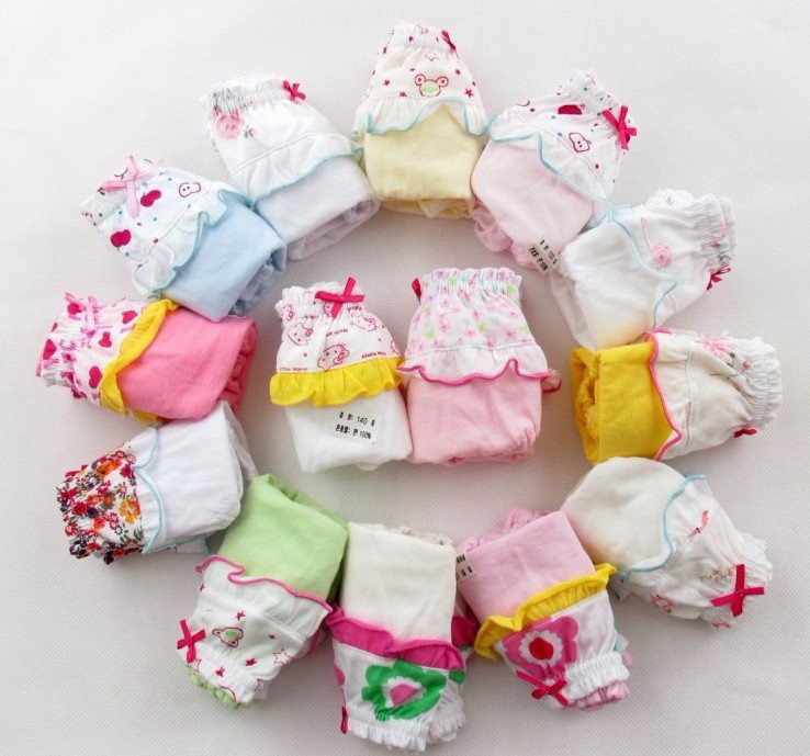 Free Shipping,20pcs/lot,Wholesale:Lacework Pure cotton Girl's underwear/girl briefs/baby bread pants/kids short pants