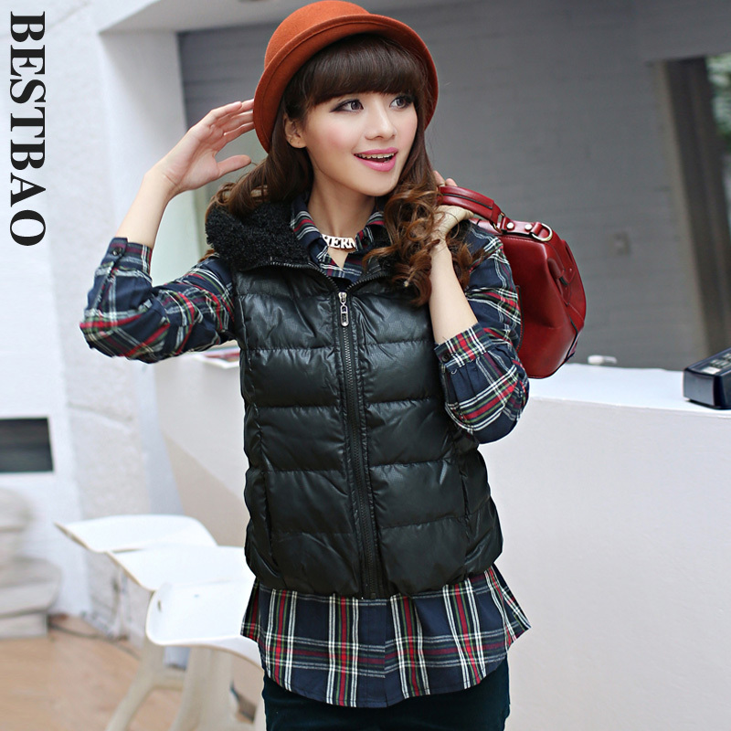 free shipping 2107 fashion brief zipper down vest wool with a hood bestbao female Absolutely authentic