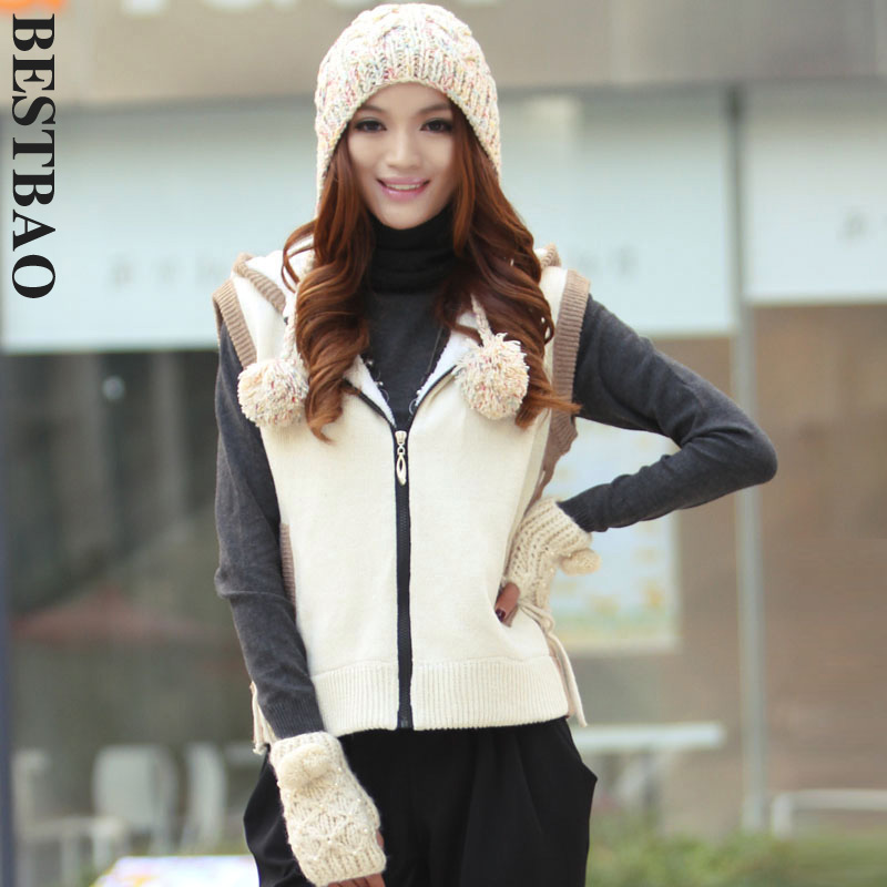 free shipping 2326 brief cotton-padded yarn vest casual zipper with a hood bestbao female Absolutely authentic