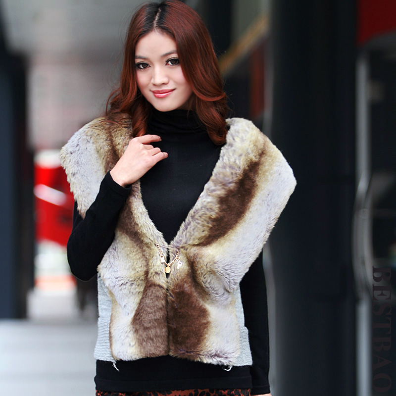 free shipping 2341 fashion personality patchwork vest luxury fur new arrival bestbao female Absolutely authentic