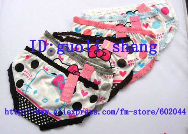 Free shipping 24pcs Hello kitty girl's cute cotton underwear