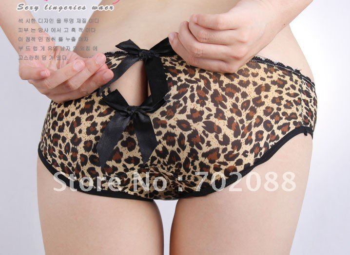 Free shipping 24pcs Lady's sexy underwear intimates women Leopard underwear women lingerie bow sexy lingerie mix color