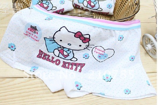 Free Shipping 24pcs/lot cartoon hello kitty cat pattern 100% cotton girl underwear child briefs & boxer shorts