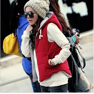 FREE SHIPPING 2709 vivi magazine vest all-match zip hooded cotton vest