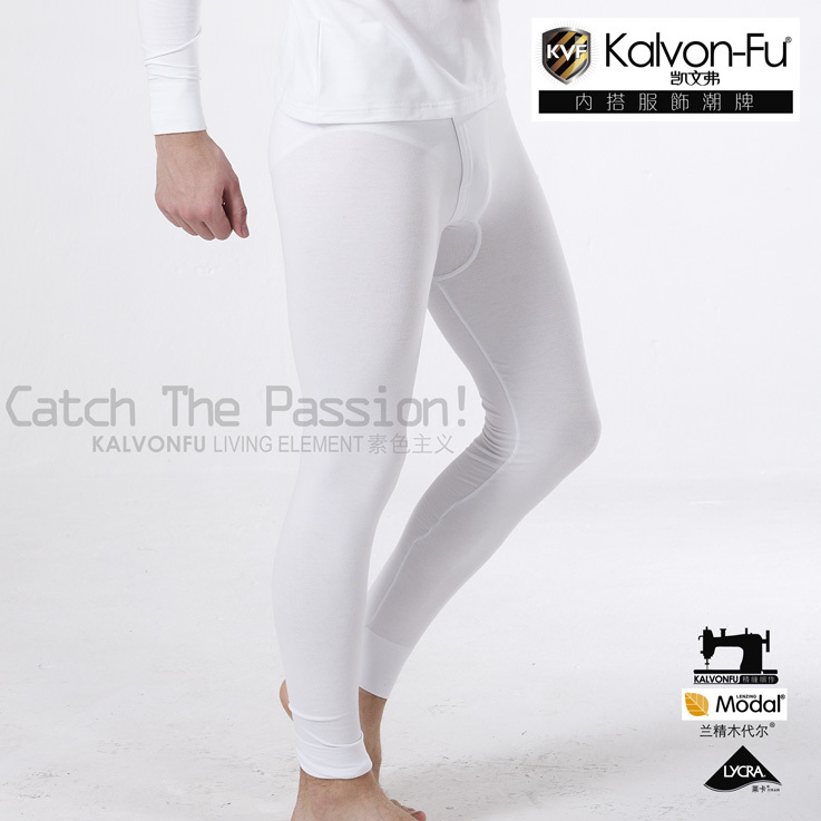 Free shipping 2pcs/lot Kvf men's clothing warm pants thin men's legging plus size modal men's long johns trousers