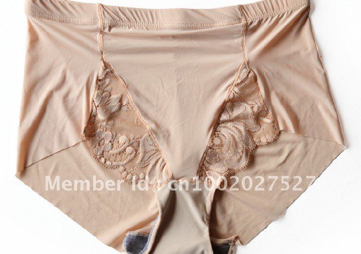 Free shipping (2pcs/lot) Lacy Seamless high-rise ice-silk panties