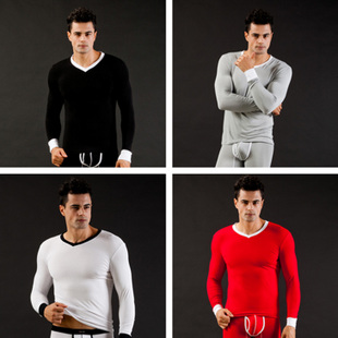 Free shipping 2pcs/lot Net wj male underwear lounge modal long johns basic shirt