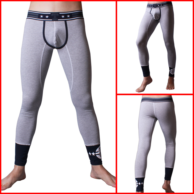 Free shipping 2pcs/lot Superbody internality thermal male low-waist cotton panties long johns grey ankle length trousers 88