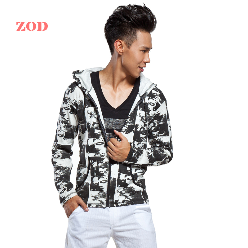 Free shipping 2pcs/lot Zod men's hooded zipper long-sleeve outerwear shirt zipper sweater cap 107011