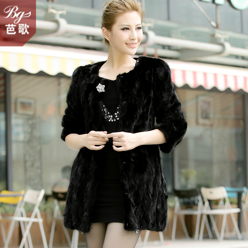 free shipping 3 pattern ! mink fur coat 2012 medium-long mink fur overcoat female douhua