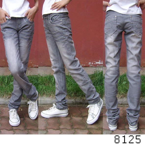 Free Shipping 321-1991 # fashion trousers leisure trousers of gray jeans