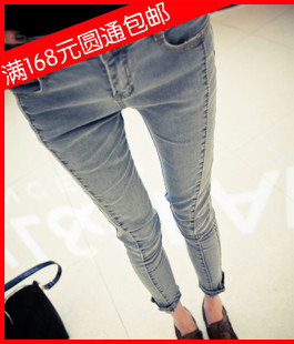 Free Shipping 392 2013 vintage light color patchwork slim jeans tight dress wholesale