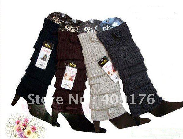 Free Shipping 4 COLORS choose Christamas gift Winter Lady Cotton Knitted Leg Warmer Long Boots socks Sleeves wool Multicolors