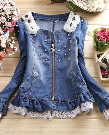 Free shipping 401 times . 2012 autumn water wash pearl water wash denim outerwear denim coat