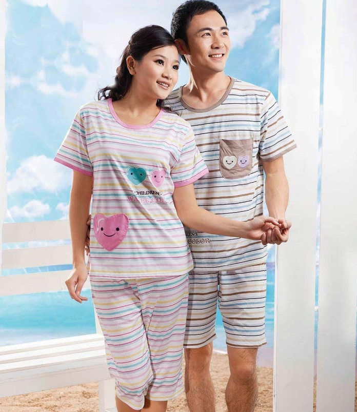 free shipping 4415 - 04415 cartoon love lovers short-sleeve 100% cotton two-piece set lounge