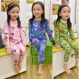 Free shipping 449 - children's clothing animal graphic patterns baby underwear set basic child set long-sleeve pants a6