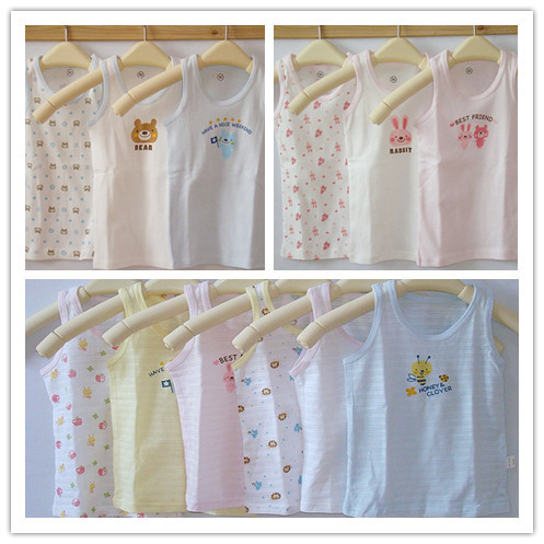 Free shipping (4pieces/lot) 100% cotton summer baby vest child underwear vest  girl boy's baby vest sleeveless T-shirt