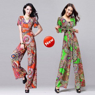 Free Shipping 5 off per 50  order The Newest Fasional and Elegant Lady's Jumpsuits,fashional flower painting