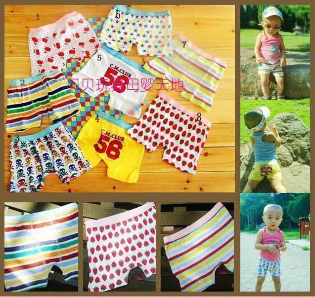 free shipping 5 summer child multi-colored panties shorts boxer shorts 34