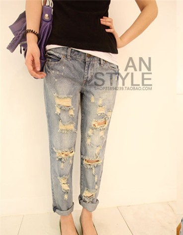 Free Shipping, 523 women's 2013 autumn hole personality beggar pants jeans