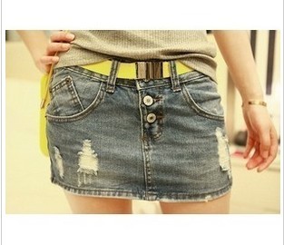 Free Shipping, 523 women's 2013 autumn new arrival all-match button distrressed denim