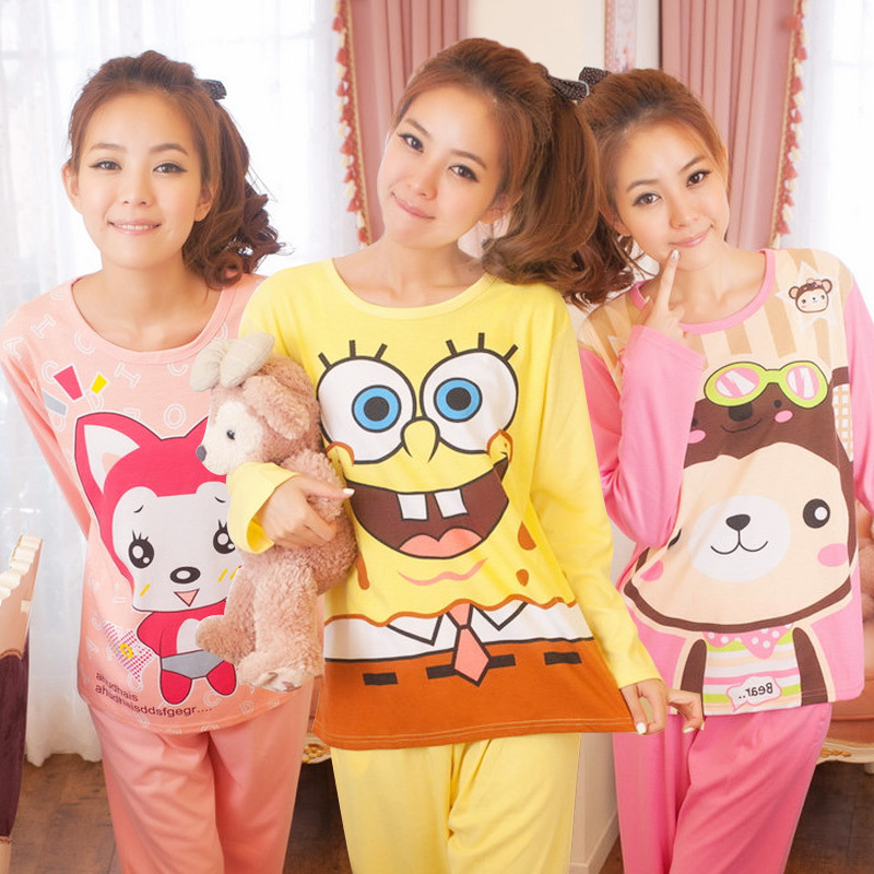 Free shipping 55.93 autumn women's cotton casual sleepwear lounge set cartoon long-sleeve