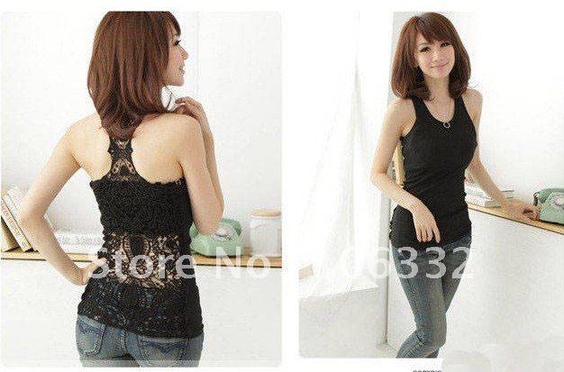 Free Shipping 5pcs/lot New Fashion Korea Women's Tank Top Shirt Hollow-out Vest Waistcoat Camisole Pierced lace