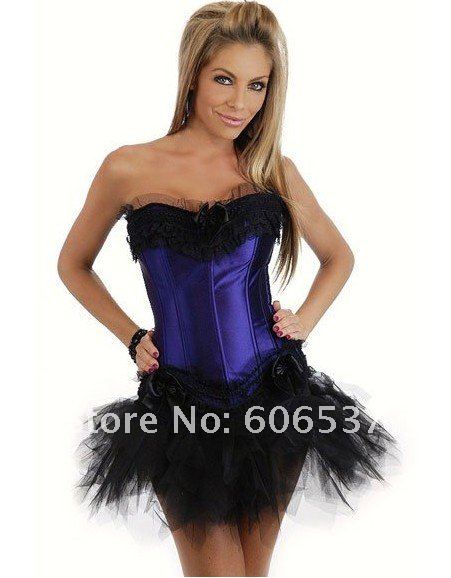 Free shipping!! 6 colors New Sexy Lingerie Corset with Zipper Left + White tutu,wome's corset