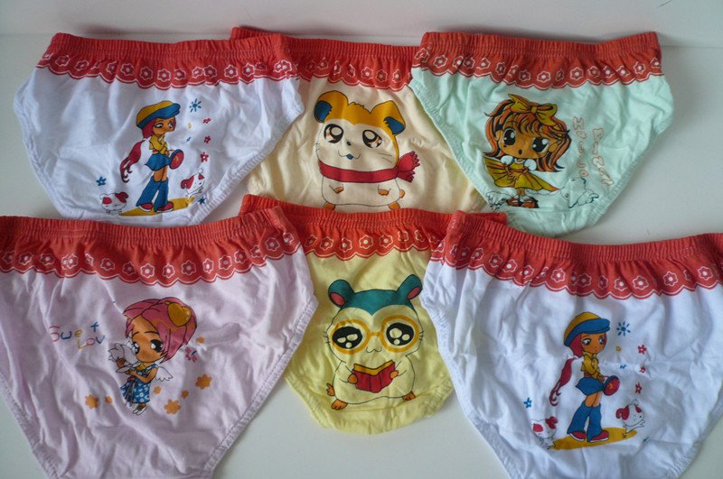 Free shipping (6 pieces/lot)100% cotton girl's underwear