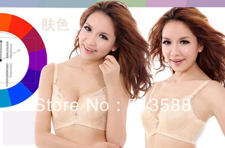 Free shipping   6042 lace bra thin models sexy deep V-featured gather bra