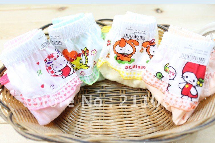 Free Shipping 60pcs/lot girl anime cartoon bear pattern 100% Cotton Children's underwear pants