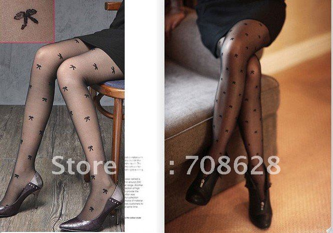 Free Shipping(6pc/lot),wholesale pantyhose,100% cotton fashion tights,women tights,black sexy stockings withbowknot