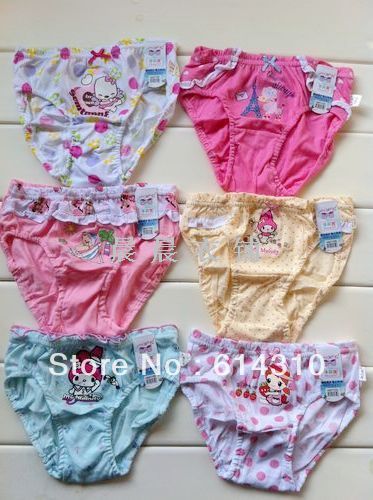 Free shipping 6pcs/lot Child panties female combed cotton 100% cotton female child boxer panties shorts