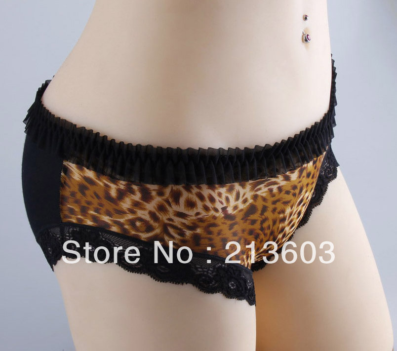 Free shipping +6pcs/lot +HOT Sale leopard Lace bow panties, lace sexy underwear , tbirefs, 803