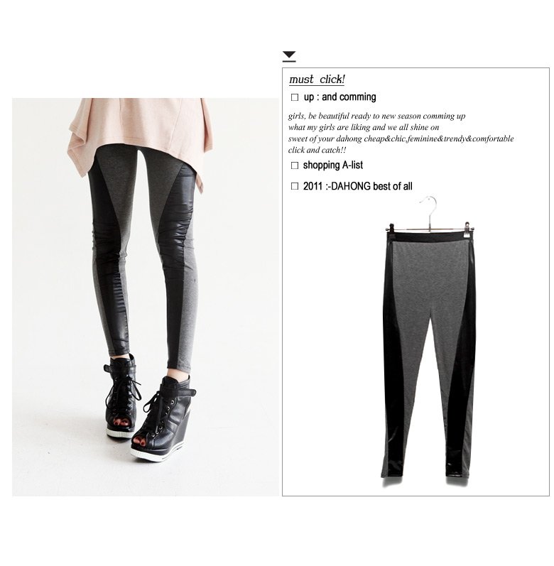 free shipping 6pcs/lot Wholesale Side Leather Cotton Women Patchwork Leggings/Pants Hot Sale sexy lady's leggings/pants