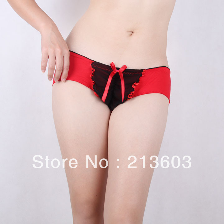 Free shipping +6pcs/lot +Women's sexy costumes tpants, briefs , Sexy Underwear , Sexy Panty , bow and ruffles decoration ,3003