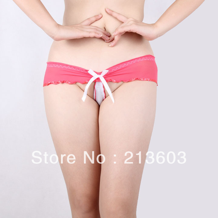 Free shipping +6pcs/lot +Women Sexy lacy bow Underwear Lady Thong Intimate hot lady panties Tback ,3002