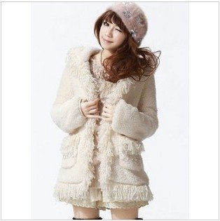 Free Shipping /7126# wool coat velvet tassels attached Hat plush cotton clothing shirt short coat