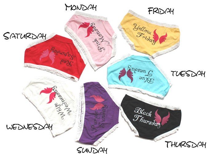 free shipping 7pcs/lot one week bowknot panties lady  low waist underwear lovely cotton appeal  briefs