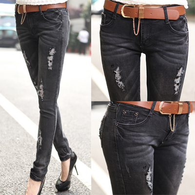 Free shipping 822 2013 slim  water wash women's all-match female jeans pencil  Hot drill decoration women