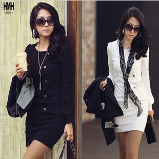 Free shipping 8266 autumn new arrival 2012 women's ol fashion longuette clothing slim o-neck solid color long-sleeve dress