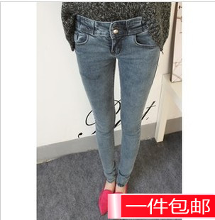 Free Shipping 901 women's all-match vintage carbon water wash tight pencil pants jeans dress wholesale