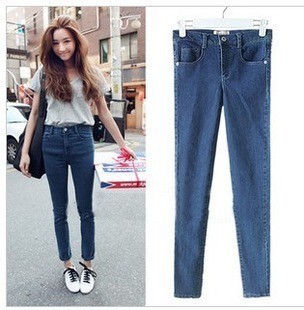 Free Shipping 904 women's vintage high waist elastic slim pencil skinny jeans pants dress wholesale