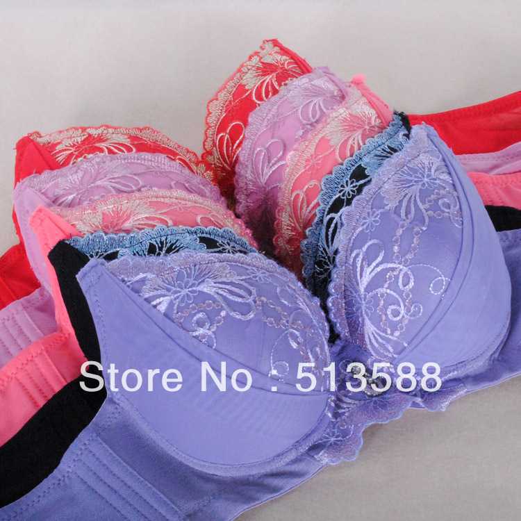 Free shipping 9076deep V gather the functional bra aromatherapy and soft balls massage pink bag embroidered hem bra holiday gift