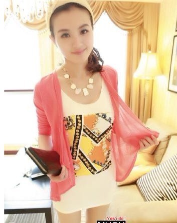 Free Shipping, A hot-selling solid color transparent sun protection clothing long-sleeve cardigan coat female small cape