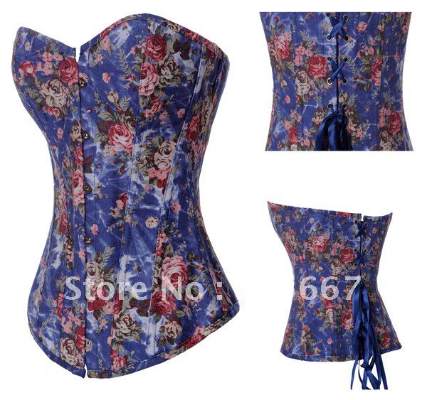 free shipping a set corset wholesale , new demin Corset ,bustier ,lingerie HFA270