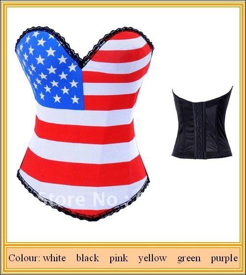 free shipping a set corset wholesale , new model national flag Corset ,body bustier ,sexy lingerie