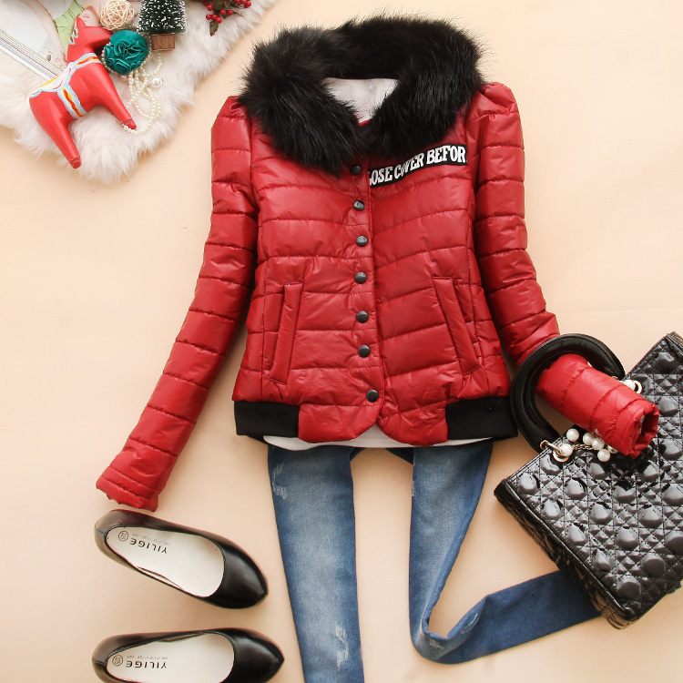 Free shipping Aal-x069 2012 women's fur collar letter short design wadded jacket l-27